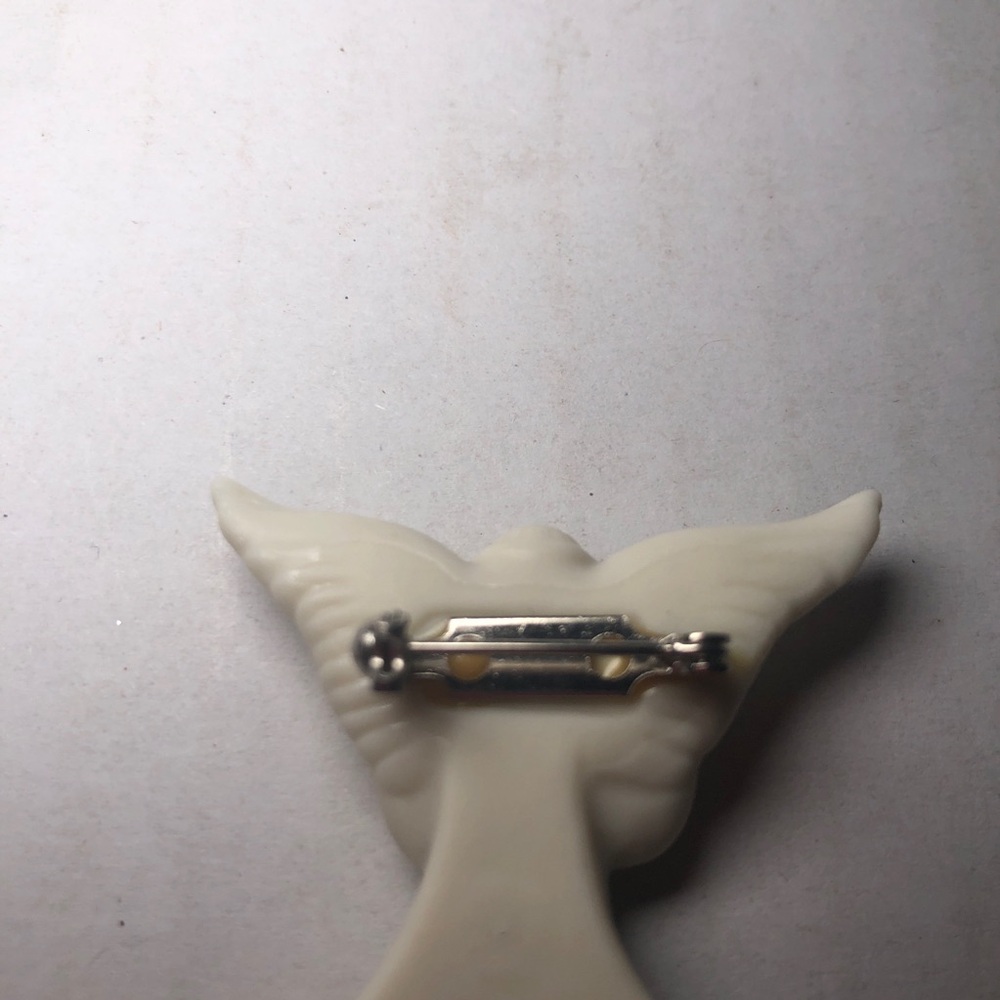 Vintage Signed Lenox Angel Wing Star Off White Gold Tone Christian Brooch Pin - Picture 4 of 8